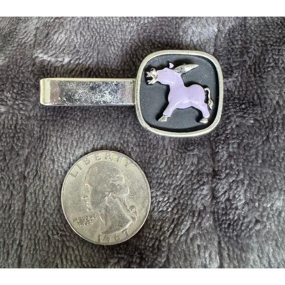 Vintage Hickok Donkey Tie Clip – Silver Tone Enamel Democratic Party Mid Century - Picture 1 of 4